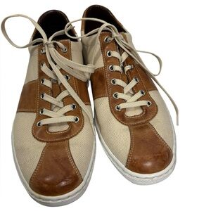 Cole Haan Men's Tan Leather and Cream Canvas Casual Sneakers